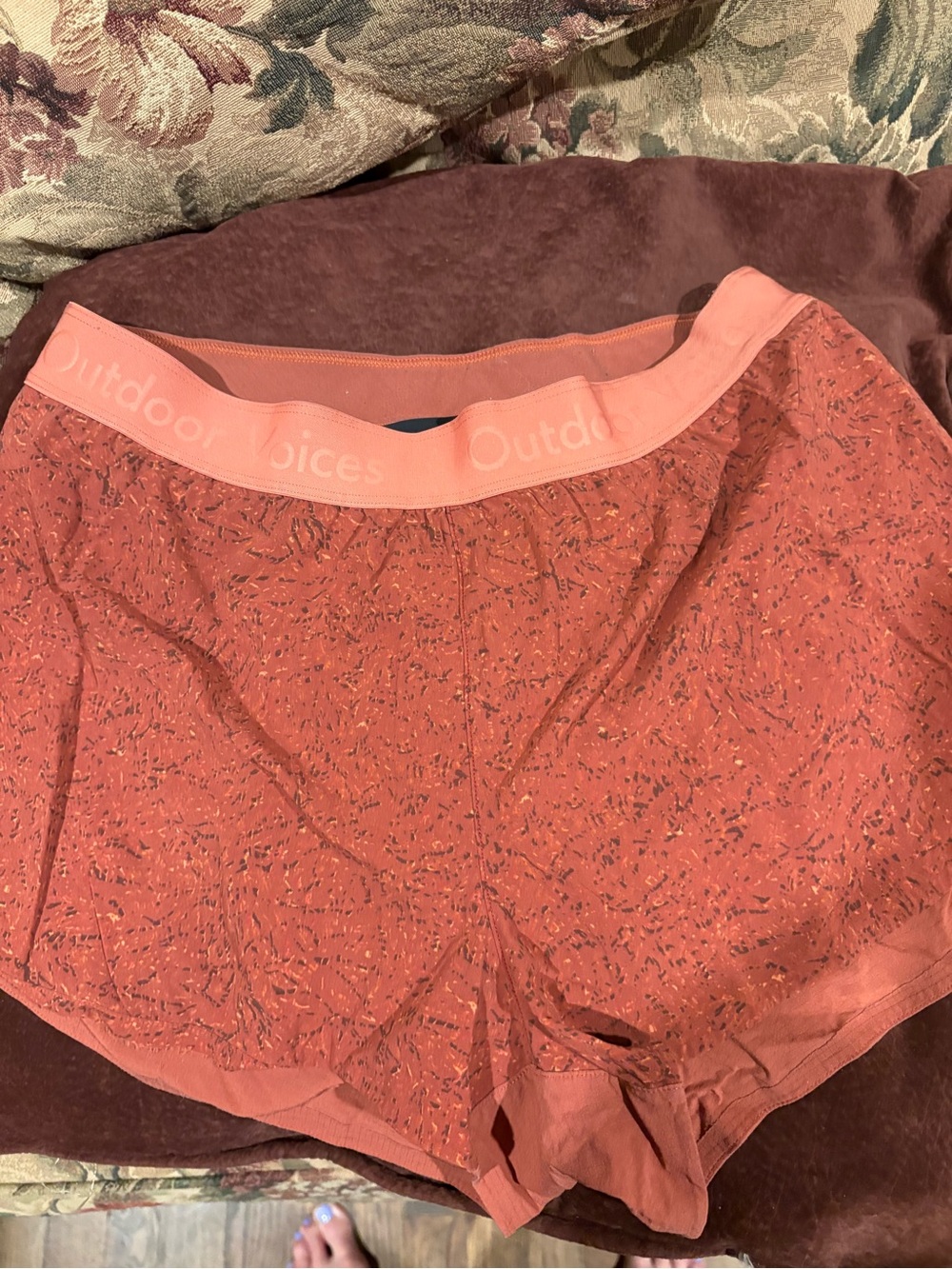 Outdoor Voices Women's Peach Coral Pocket Shorts with liner